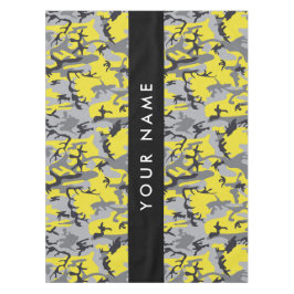 黄色と灰色の迷彩自分の名前をパーソナライズ テーブルクロス