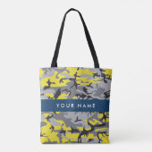 黄色と灰色の迷彩自分の名前をパーソナライズ トートバッグ (裏面)