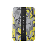 黄色と灰色の迷彩自分の名前をパーソナライズ バスマット (正面縦)