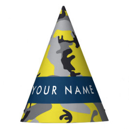 黄色と灰色の迷彩自分の名前をパーソナライズ パーティーハット