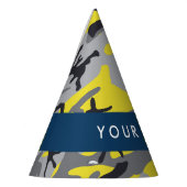 黄色と灰色の迷彩自分の名前をパーソナライズ パーティーハット (左)