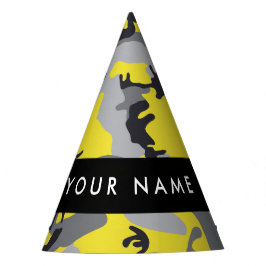 黄色と灰色の迷彩自分の名前をパーソナライズ パーティーハット