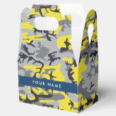 黄色と灰色の迷彩自分の名前をパーソナライズ フェイバーボックス (オープン)