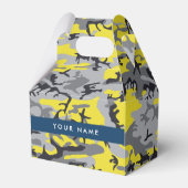 黄色と灰色の迷彩自分の名前をパーソナライズ フェイバーボックス (正面サイド)