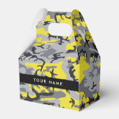 黄色と灰色の迷彩自分の名前をパーソナライズ フェイバーボックス (正面サイド)