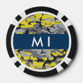 黄色と灰色の迷彩自分の名前をパーソナライズ ポーカーチップ (裏面)