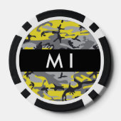 黄色と灰色の迷彩自分の名前をパーソナライズ ポーカーチップ (裏面)