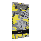黄色と灰色の迷彩自分の名前をパーソナライズ ミニクリップボード (アングル)