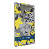 黄色と灰色の迷彩自分の名前をパーソナライズ ミニクリップボード (アングル)