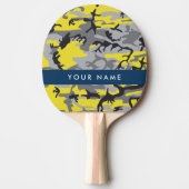 黄色と灰色の迷彩自分の名前をパーソナライズ 卓球ラケット (正面)
