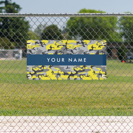 黄色と灰色の迷彩自分の名前をパーソナライズ 横断幕 (インサイチュ)