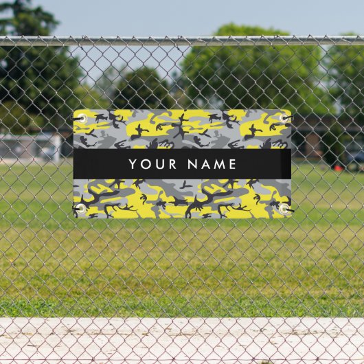 黄色と灰色の迷彩自分の名前をパーソナライズ 横断幕 (インサイチュ)