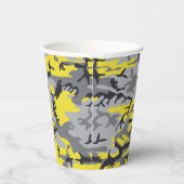 黄色と灰色の迷彩自分の名前をパーソナライズ 紙コップ (右)