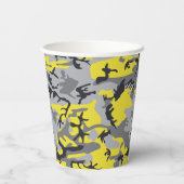 黄色と灰色の迷彩自分の名前をパーソナライズ 紙コップ (裏面)