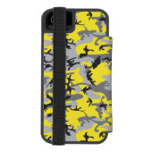 黄色と灰色の迷彩自分の名前をパーソナライズ INCIPIO iPhoneウォレットケース (フォリオ裏面)