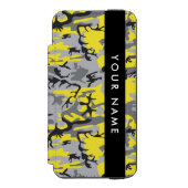 黄色と灰色の迷彩自分の名前をパーソナライズ INCIPIO iPhoneウォレットケース (フォリオ 正面)