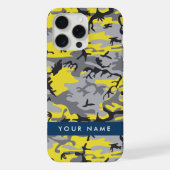 黄色と灰色の迷彩自分の名前をパーソナライズ iPhoneケース (裏面)