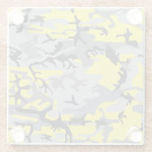 黄色と灰色の迷彩、軍隊、陸軍 ガラスコースター (裏面)