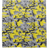 黄色と灰色の迷彩、軍隊、陸軍 シャワーカーテン (正面)