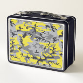 黄色と灰色の迷彩、軍隊、陸軍 メタルランチボックス (裏面)