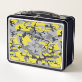 黄色と灰色の迷彩、軍隊、陸軍 メタルランチボックス (正面)