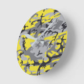 黄色と灰色の迷彩、軍隊、陸軍 ラウンド壁時計 (傾斜)