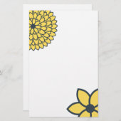 黄色と炭のモダンフローラ 便箋 (正面/裏面)