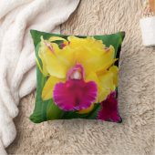 黄色と熱いピンク色のエキゾチックなラン クッション (ブランケット)