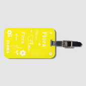 黄色と白い花カスタマイズ付荷札 ラゲッジタグ (正面横)