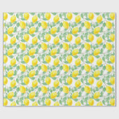 黄色と白と緑のレモンの夏の模様 ラッピングペーパー (フラット)