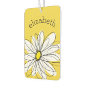 黄色と白のお洒落デイジーとカスタム文字 カーエアーフレッシュナー (左)