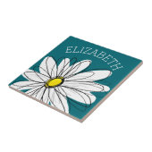 黄色と白のお洒落デイジーとカスタム文字 タイル (側面)