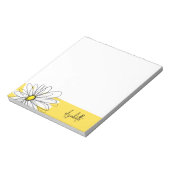 黄色と白のお洒落デイジーとカスタム文字 ノートパッド (回転)