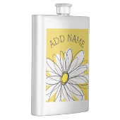 黄色と白のお洒落デイジーとカスタム文字 フラスク (右)