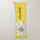 黄色と白のお洒落デイジーとカスタム文字 ボディピロー (正面縦)