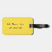 黄色と白のお洒落デイジーとカスタム文字 ラゲッジタグ (裏面横)