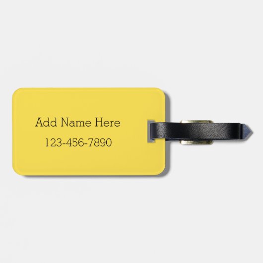 黄色と白のお洒落デイジーとカスタム文字 ラゲッジタグ (裏面横)