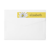 黄色と白のお洒落デイジーとカスタム文字 ラップアラウンドラベル (裏面)