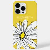 黄色と白のお洒落デイジーとカスタム文字 Case-Mate iPhoneケース (裏面)