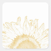 黄色と白のひまわりグラフィック スクエアシール (正面)