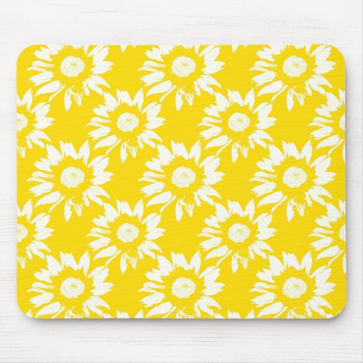 黄色と白のひまわり マウスパッド (正面)