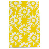 黄色と白のひまわり ミディアムペーパーバッグ (正面)
