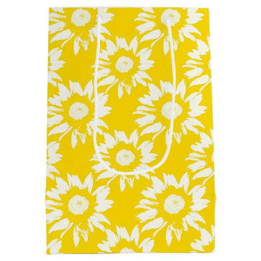黄色と白のひまわり ミディアムペーパーバッグ (裏面)
