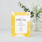黄色と白のアブストラクトモダンブラシストローク 招待状 (スタンド正面)
