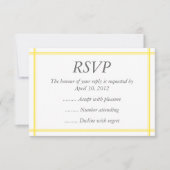 黄色と白のイベントの返信、RSVP、または応答カード 出欠カード (正面)