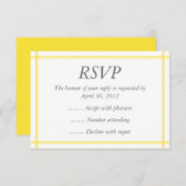 黄色と白のイベントの返信、RSVP、または応答カード 出欠カード (正面/裏面)