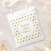 黄色と白のウェディングシャワーハート柄 フェイバーバッグ (クリップ留めされた状態)