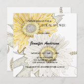 黄色と白のガーベラダイシーのウェディング・シャワーの招待状 招待状 (正面/裏面)