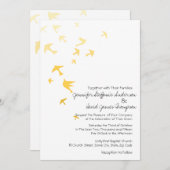 黄色と白のグラデーション鳩結婚式招待状 招待状 (正面/裏面)