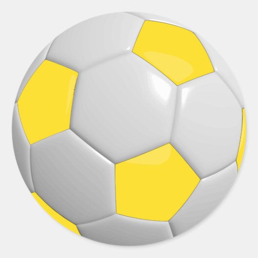 黄色と白のサッカーボール ラウンドシール (正面)